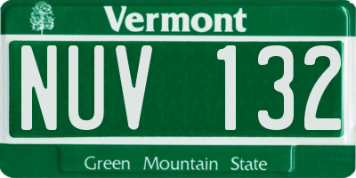 VT license plate NUV132