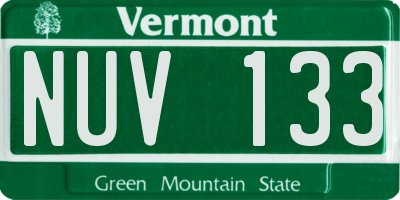 VT license plate NUV133