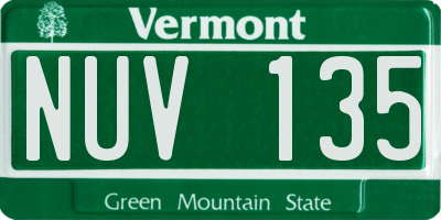 VT license plate NUV135