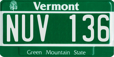VT license plate NUV136