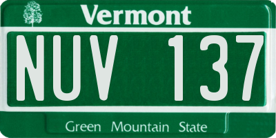 VT license plate NUV137