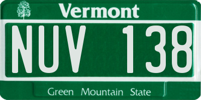 VT license plate NUV138