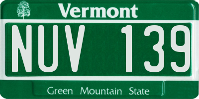 VT license plate NUV139