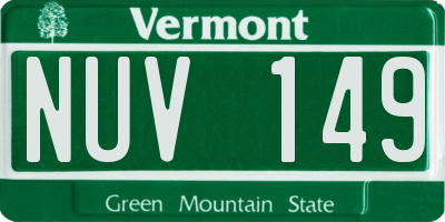 VT license plate NUV149
