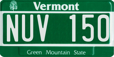 VT license plate NUV150