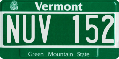 VT license plate NUV152