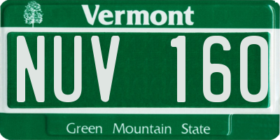 VT license plate NUV160