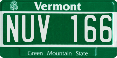 VT license plate NUV166