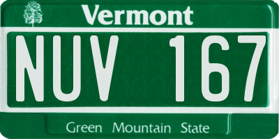 VT license plate NUV167