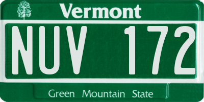 VT license plate NUV172