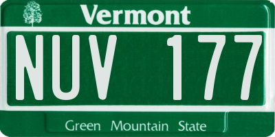 VT license plate NUV177