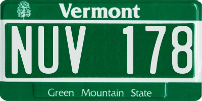 VT license plate NUV178