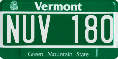 VT license plate NUV180