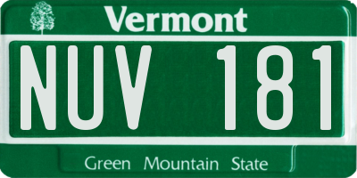 VT license plate NUV181