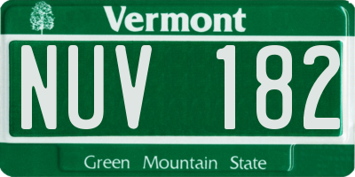VT license plate NUV182