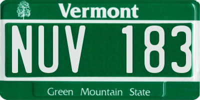 VT license plate NUV183