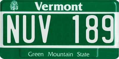 VT license plate NUV189