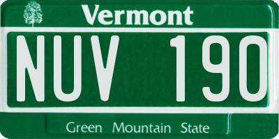 VT license plate NUV190