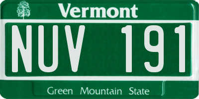 VT license plate NUV191