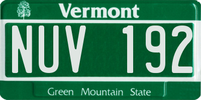 VT license plate NUV192