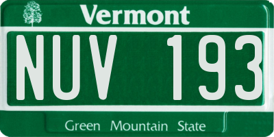 VT license plate NUV193