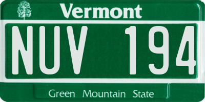 VT license plate NUV194