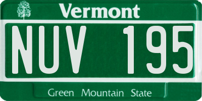 VT license plate NUV195