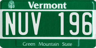 VT license plate NUV196