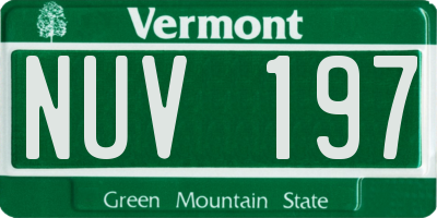 VT license plate NUV197