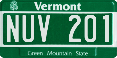 VT license plate NUV201