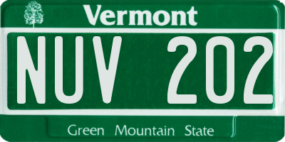 VT license plate NUV202