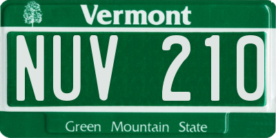 VT license plate NUV210