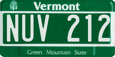 VT license plate NUV212