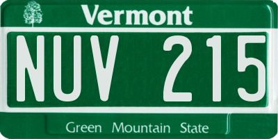 VT license plate NUV215
