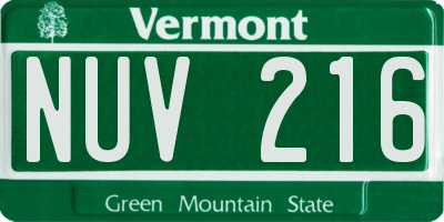 VT license plate NUV216