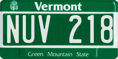 VT license plate NUV218