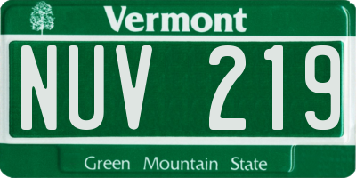 VT license plate NUV219