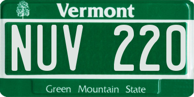 VT license plate NUV220