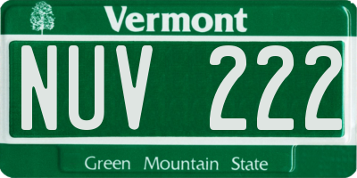 VT license plate NUV222