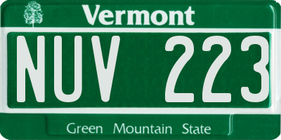 VT license plate NUV223