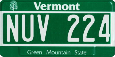 VT license plate NUV224