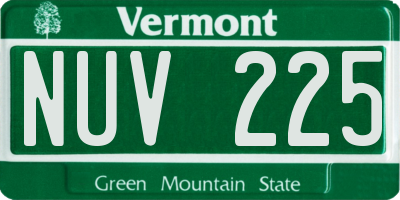 VT license plate NUV225