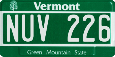 VT license plate NUV226