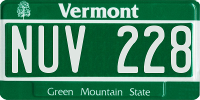 VT license plate NUV228