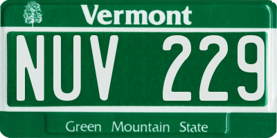 VT license plate NUV229