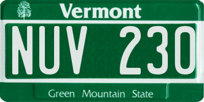 VT license plate NUV230