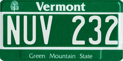 VT license plate NUV232