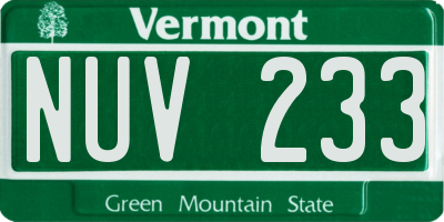 VT license plate NUV233