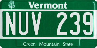 VT license plate NUV239