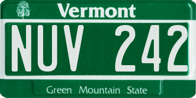 VT license plate NUV242